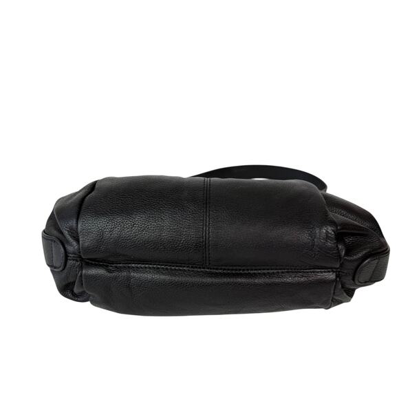 Simply Vera Wang Pleated Black Pebbled Leather Classic Hobo Shoulder Bag Purse - Picture 3 of 16